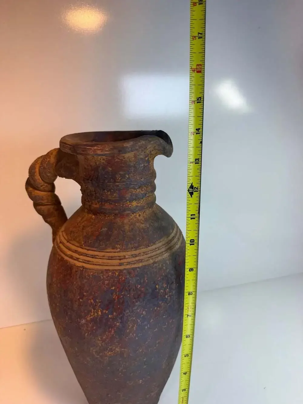 Artisan Terracotta Amphora Pitcher Size 13.5